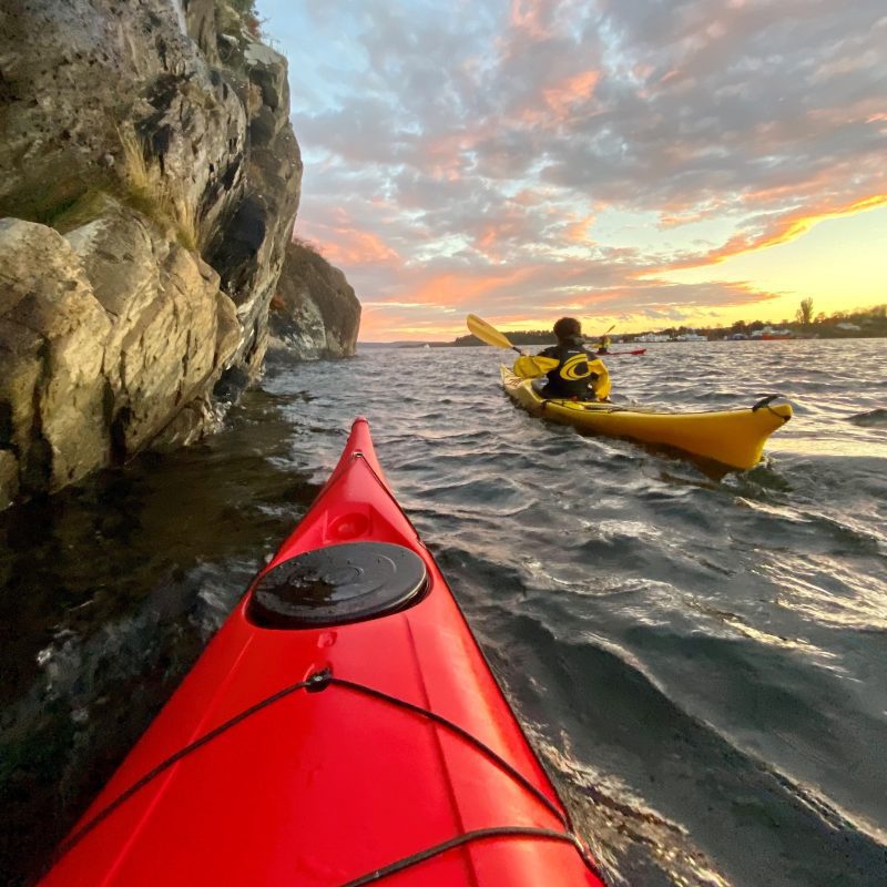 Winter kayaking on Oslo fjord with an incredible sunset